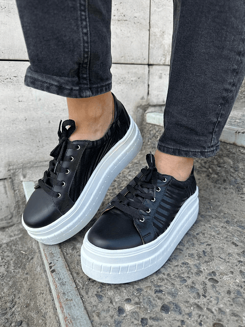 Miami Cuero negro Con Cebra Negro 