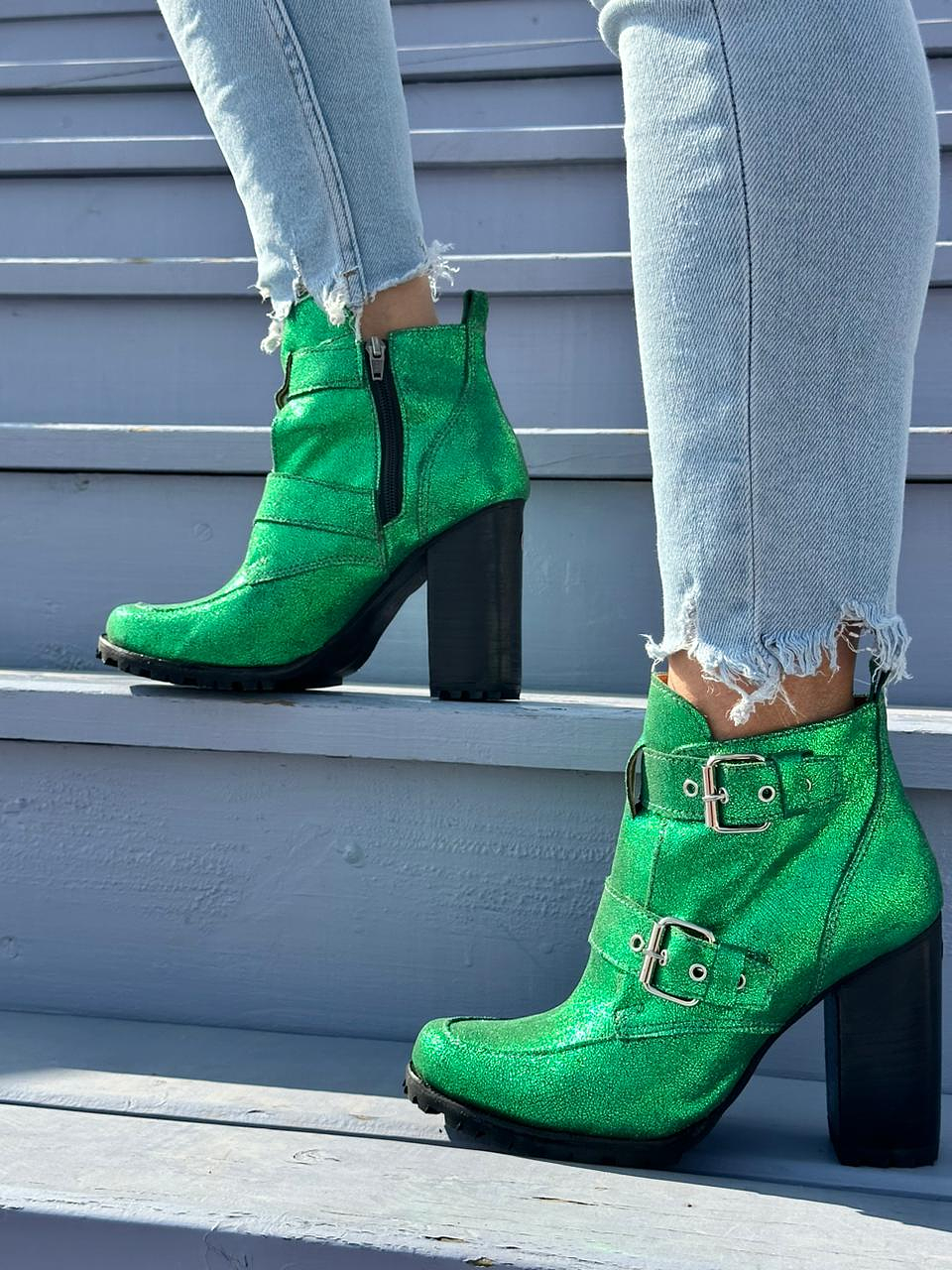 Botín Eva Gliter Verde 1