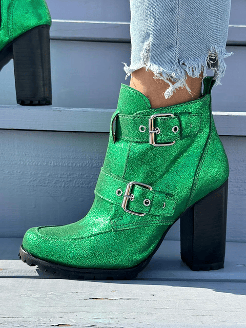 Botín Eva Gliter Verde