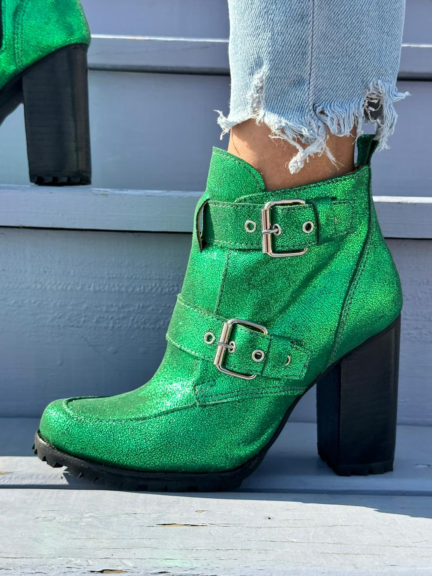 Botín Eva Gliter Verde 2