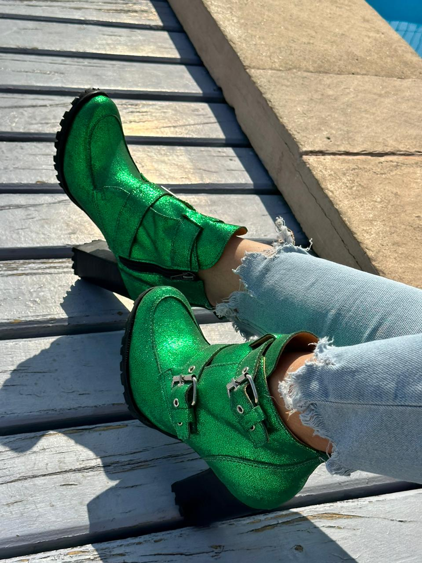 Botín Eva Gliter Verde 3