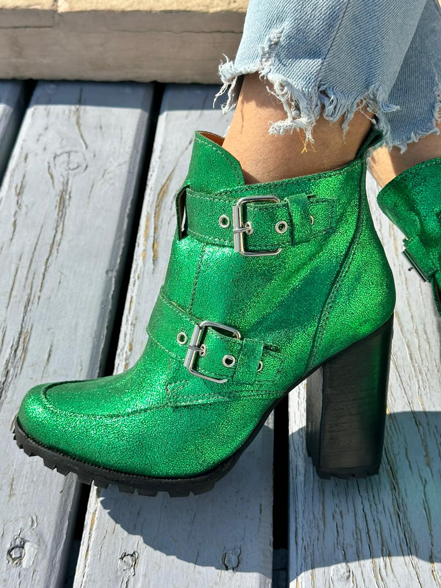 Botín Eva Gliter Verde 4