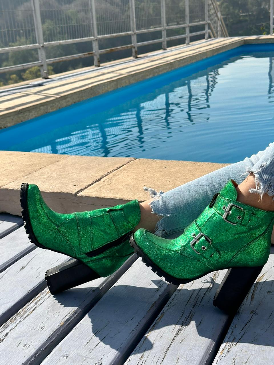 Botín Eva Gliter Verde 5