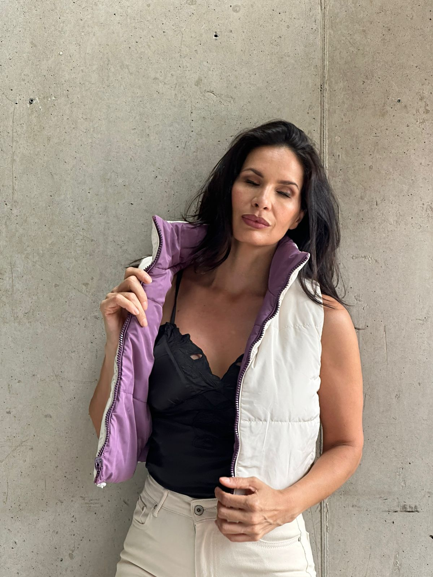 Chaqueta Reversible Beige y Lila 1