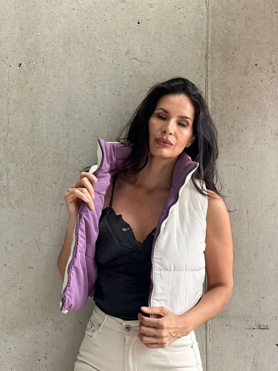 Chaqueta Reversible Beige y Lila 1