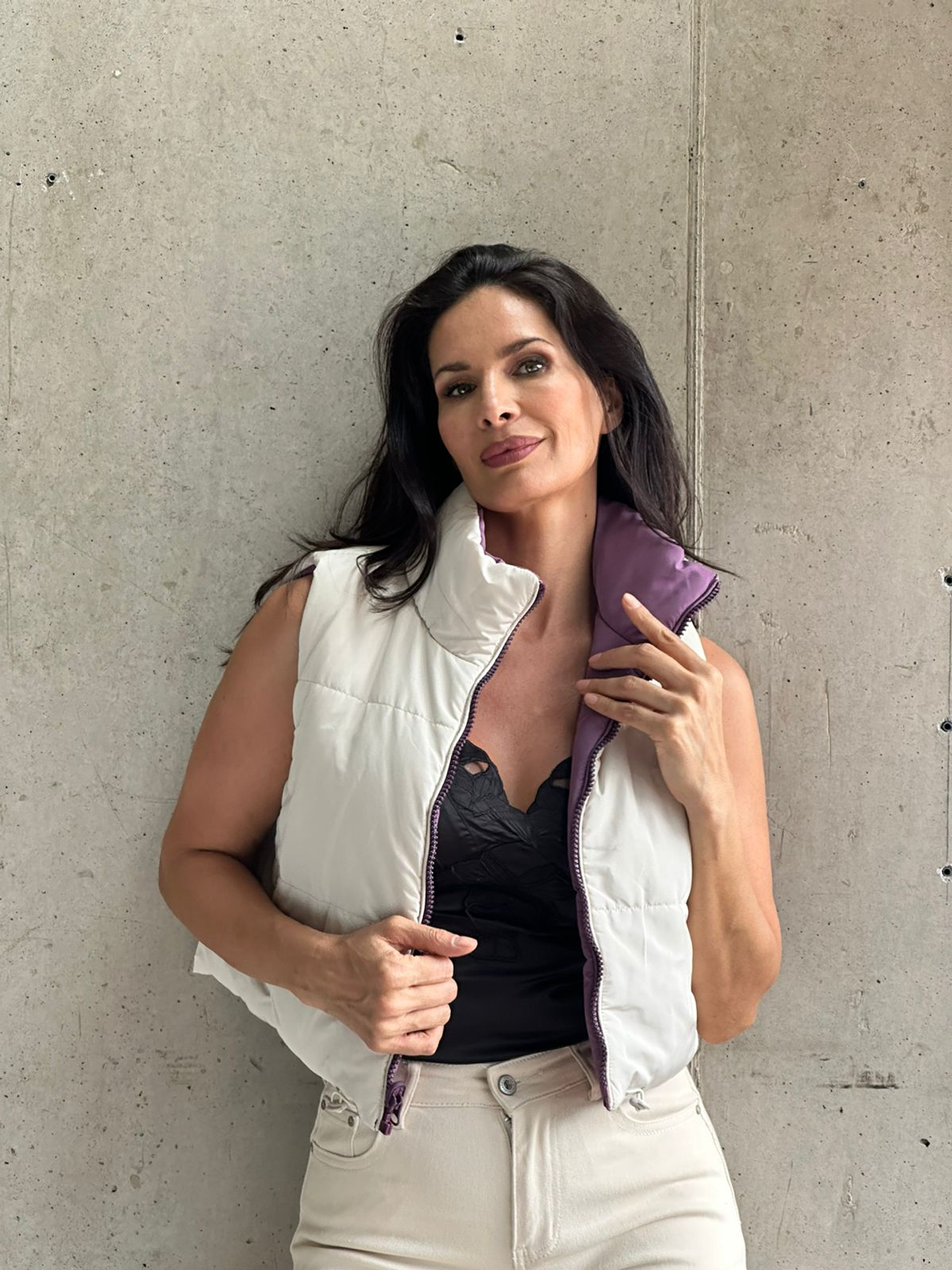 Chaqueta Reversible Beige y Lila 2