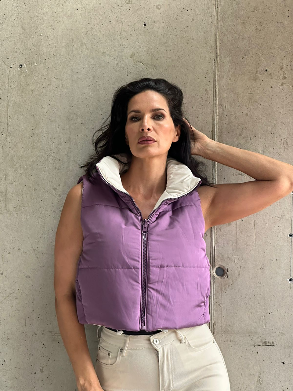 Chaqueta Reversible Beige y Lila 3