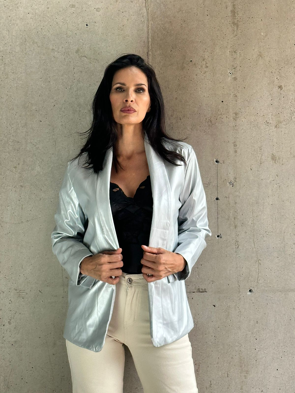 Blazer Ecocuero Plata 1