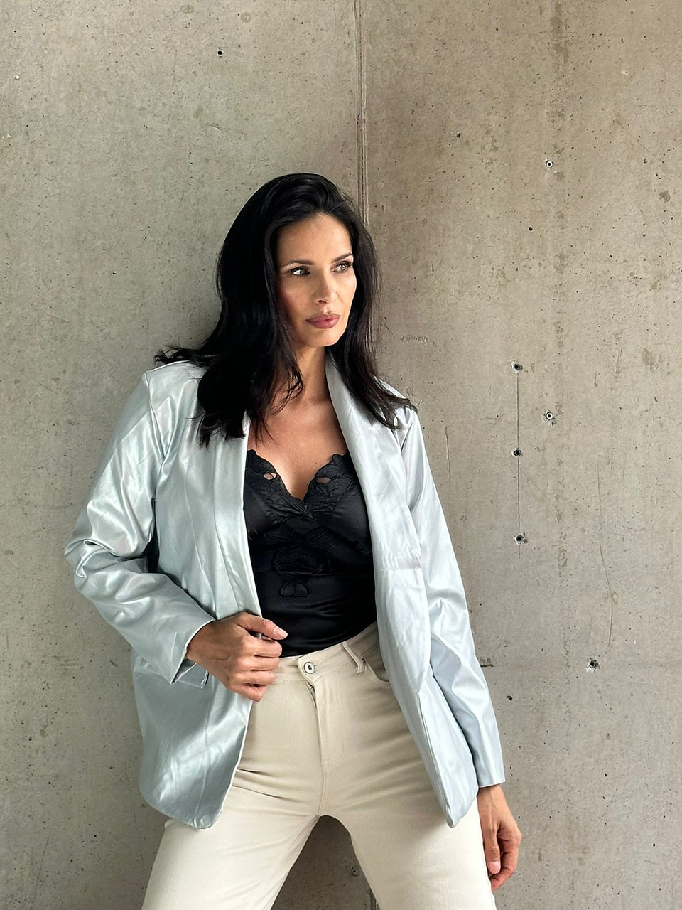 Blazer Ecocuero Plata 3