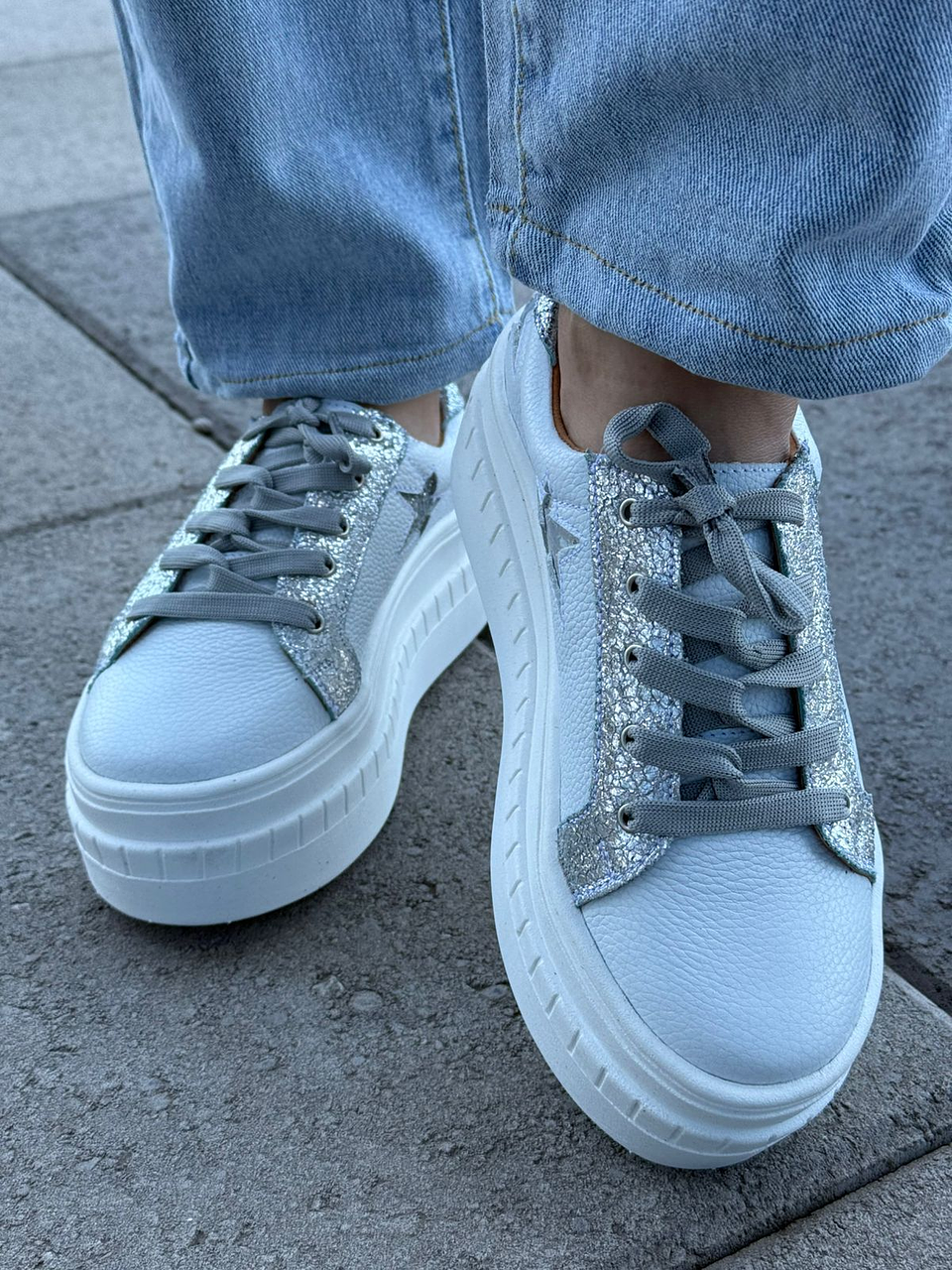 Miami Estrella Blanco/ Plata Croco 2