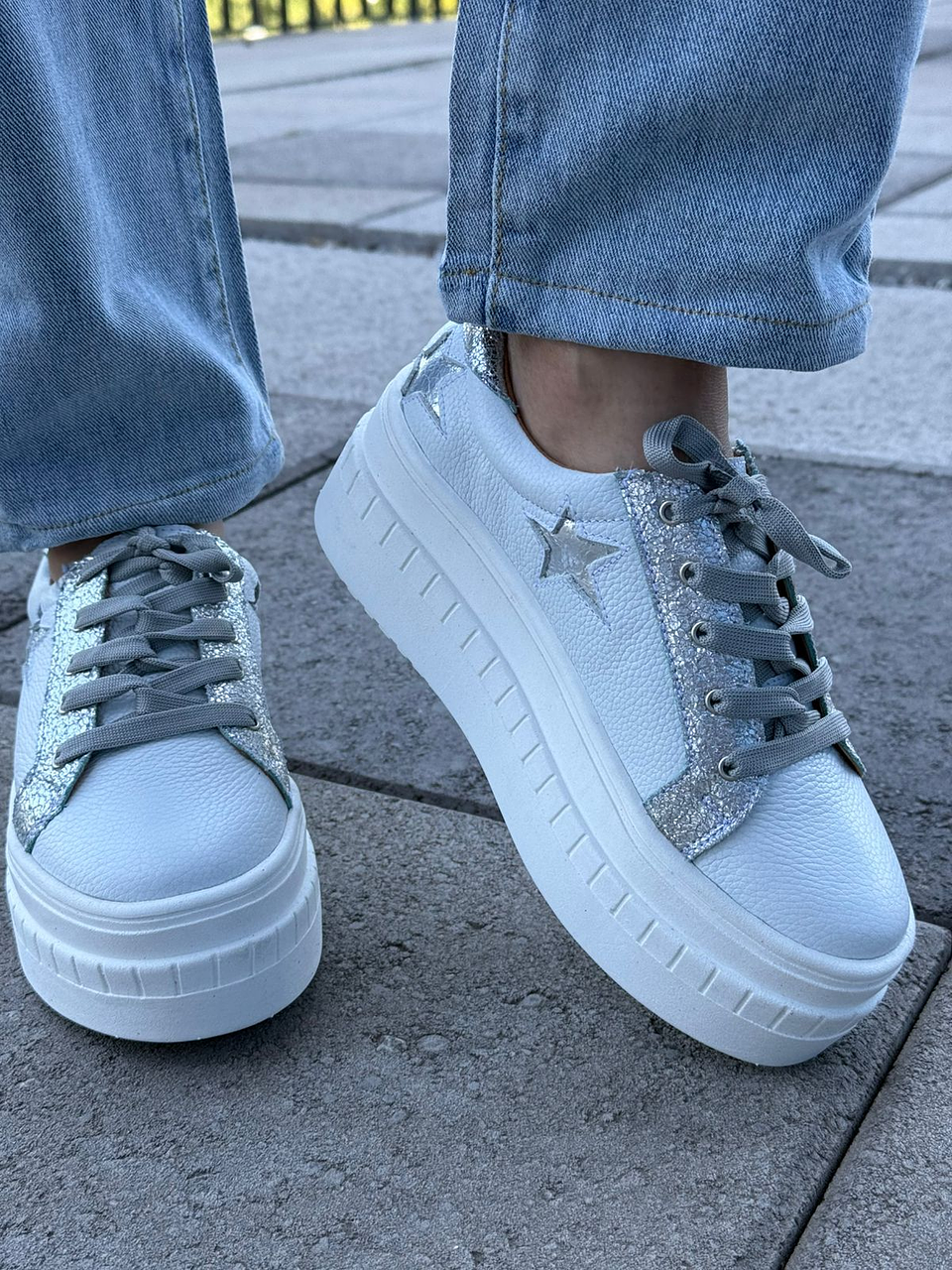 Miami Estrella Blanco/ Plata Croco 4