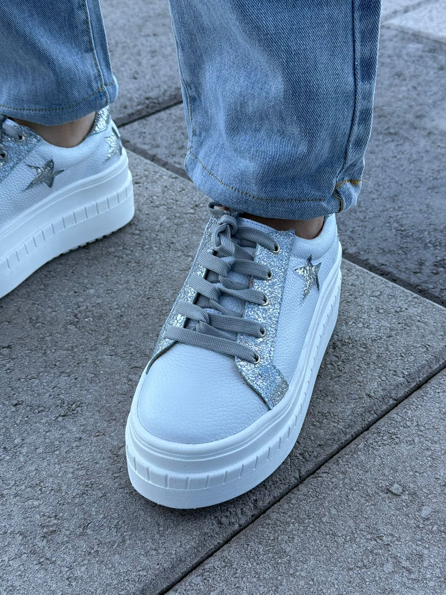 Miami Estrella Blanco/ Plata Croco 5