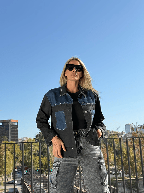 Chaqueta jeans bicolor