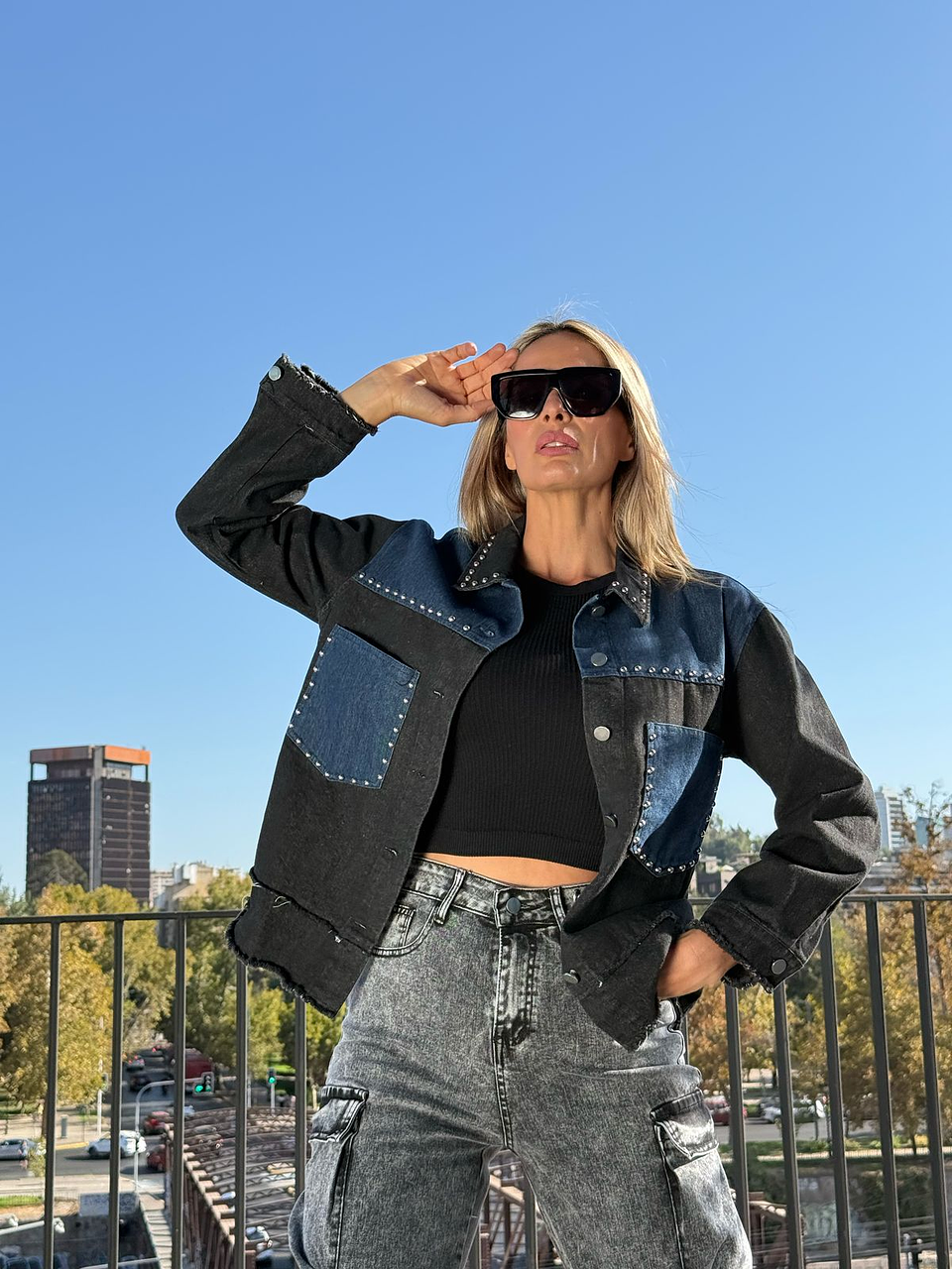 Chaqueta jeans bicolor 5