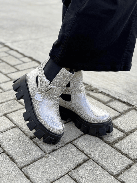 Botin Amanda piedra plata