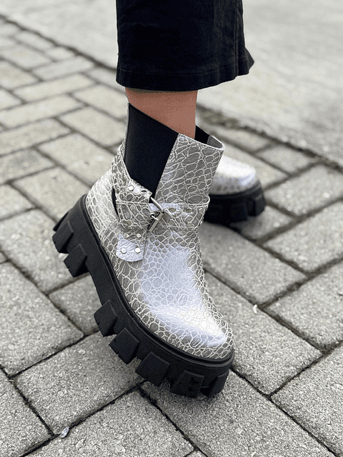 Botin Amanda piedra plata