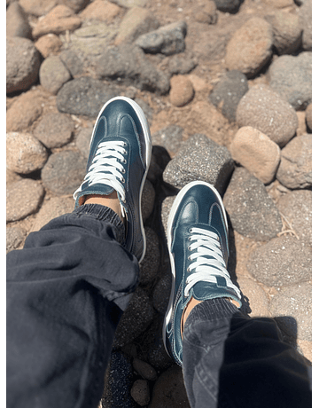 Zapas Vito Cuero Azul Petróleo 