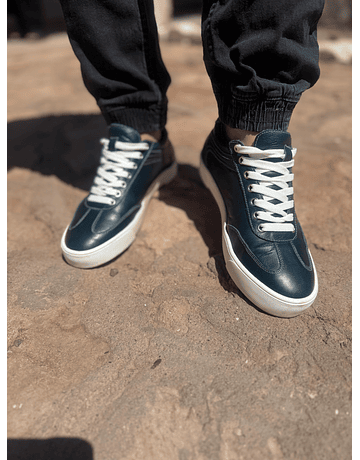 Zapas Vito Cuero Azul Petróleo 