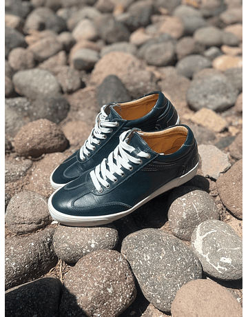 Zapas Vito Cuero Azul Petróleo 
