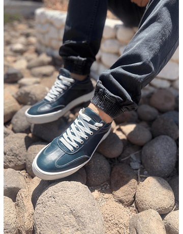 Zapas Vito Cuero Azul Petróleo 