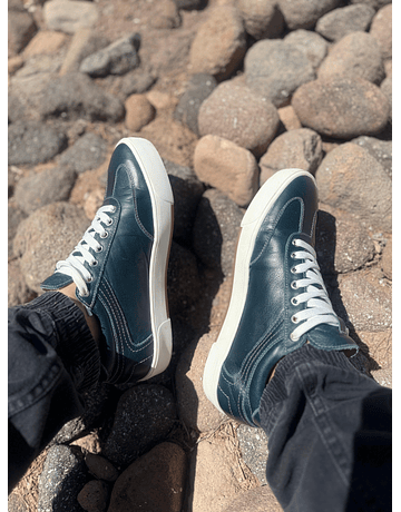 Zapas Vito Cuero Azul Petróleo 
