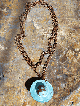 Long Saturn Copper Necklace