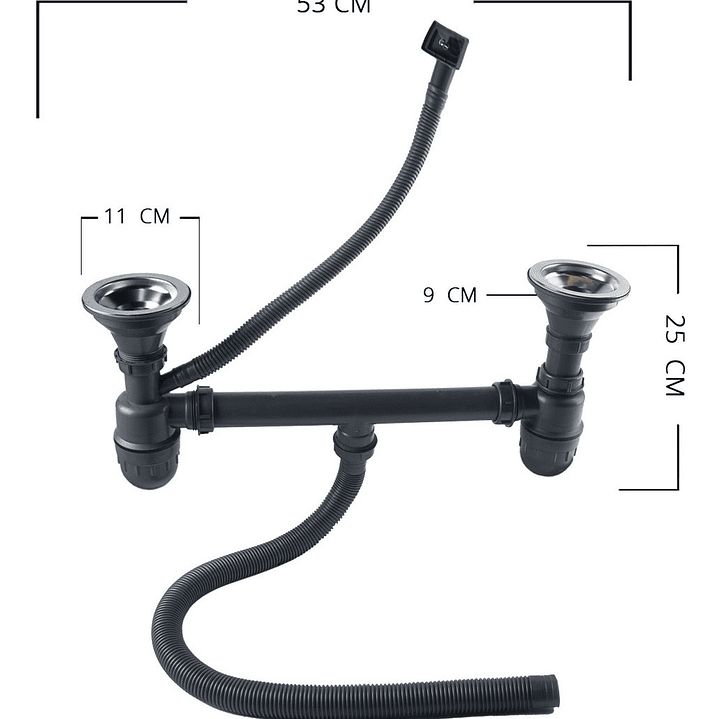 Pack Lavaplato 120x44 Empotrado Derecho +llave+sifón+desague 6