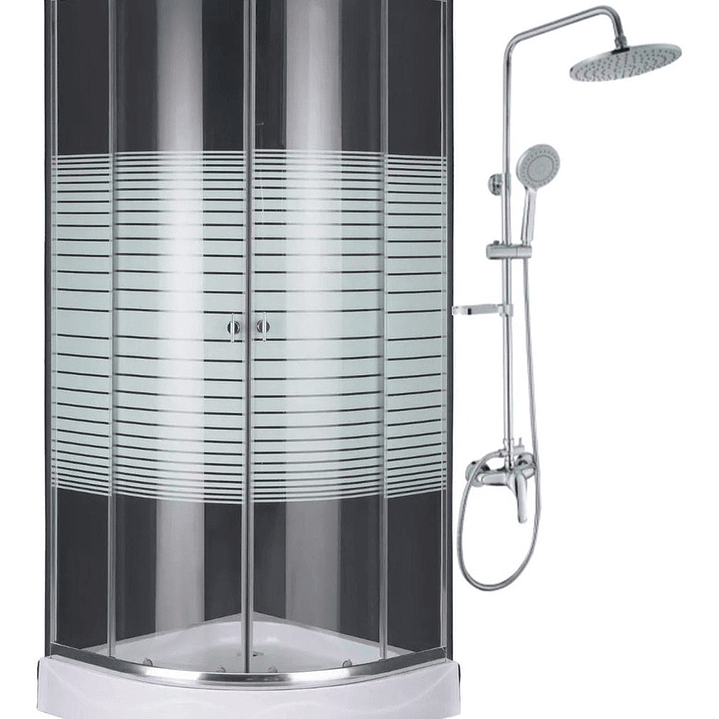 Shower Door 80x80x195 cm Curvo Lineas + Columna Ducha Circular