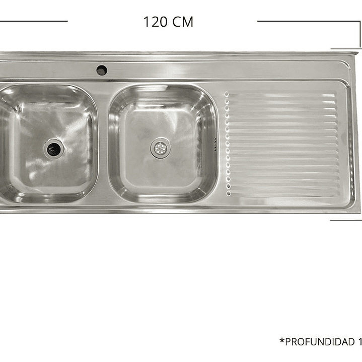 Lavaplatos Doble Sobreponer 120x50 Inoxidable Derecho 5