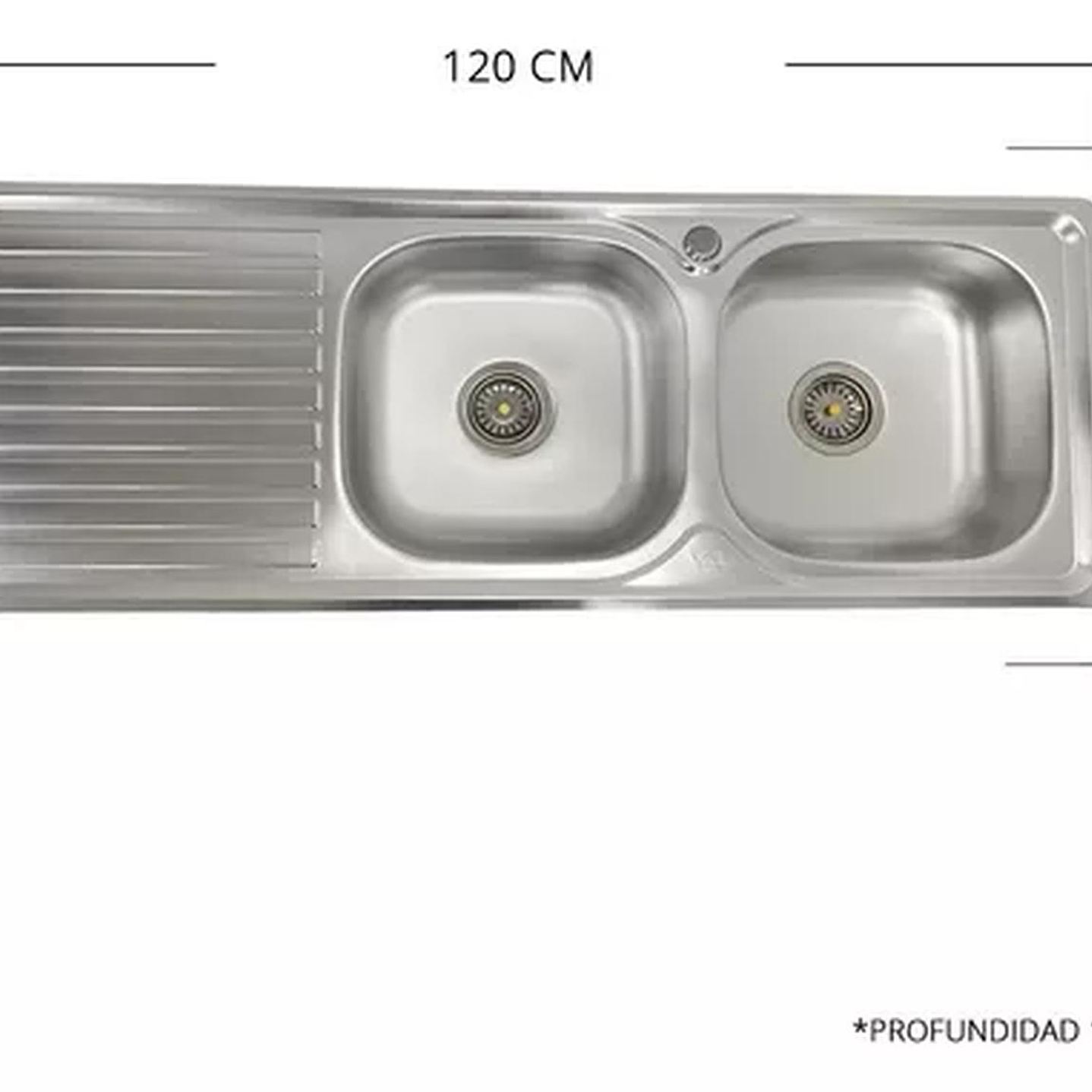 Lavaplatos 120x44 Izquierdo + Llave extensible plateada 4