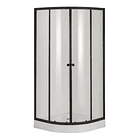 Shower Door 80x80x195 cm Curvo Transparente Negro + Columna Ducha Rectangular 7