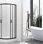 Shower Door 90x90x195 cm Curvo Negro + Columna Ducha Rectangular - Miniatura 6