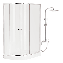 Shower Door 80x120x195 cm Curvo Derecho Transparente + Columna Ducha Rectangular