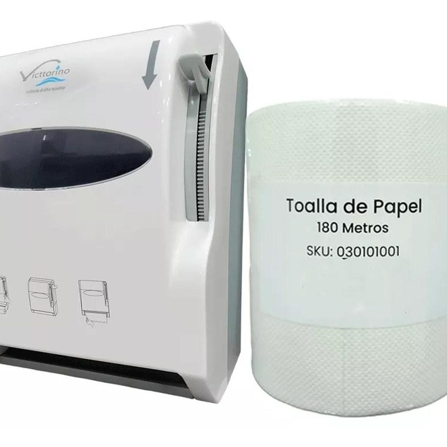 Dispensador de palanca blanco + Pack 1 rollo 1