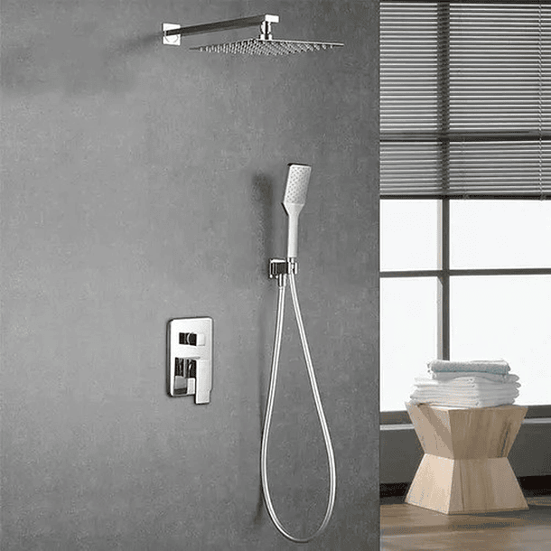 Llave Monomando Ducha Inox Al Muro Cuadrado 3 Vias 3