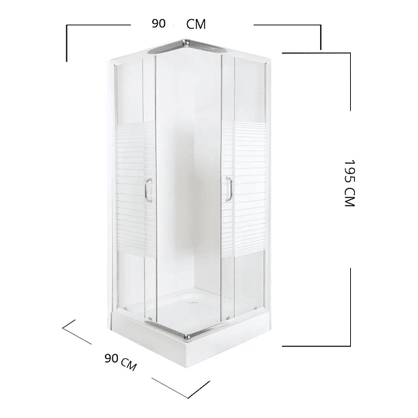 Ducha Shower Baño Y Receptaculo 90x90cm Lineas Cuadrado 6