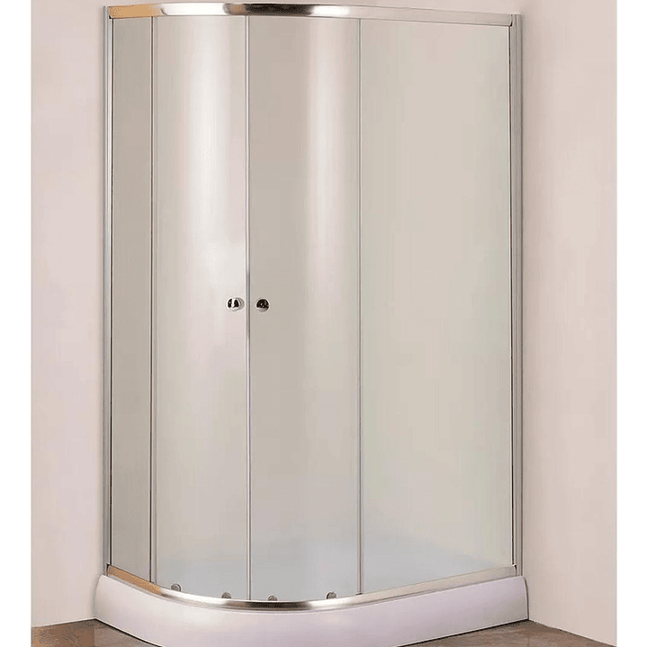 Shower Door 80x120x195 cm Curvo Derecho Empavonado + Columna Ducha Circular 2