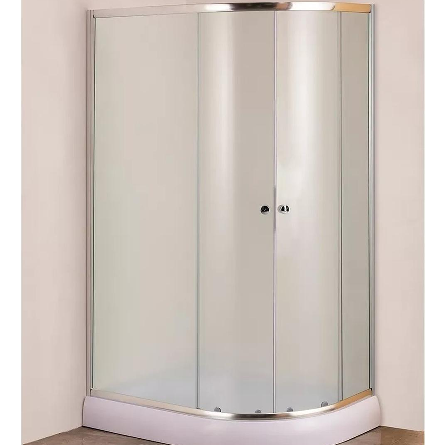 Shower Door 80x120x195 cm Curvo Izquierdo Empavonado + Columna Ducha Circular 2