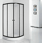 Shower Door 80x80x195 cm Curvo Transparente Negro + Columna Ducha Circular - Miniatura 4