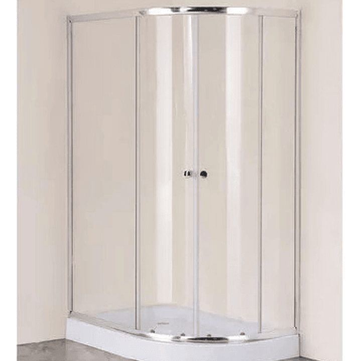 Shower Door 80x120x195 cm Curvo Izquierdo Transparente + Columna Ducha Circular 3