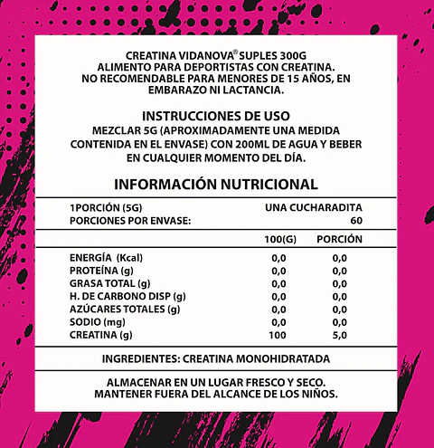 Creatina WOMAN Monohidratada Micronizada 300g - Vidanova® Suples