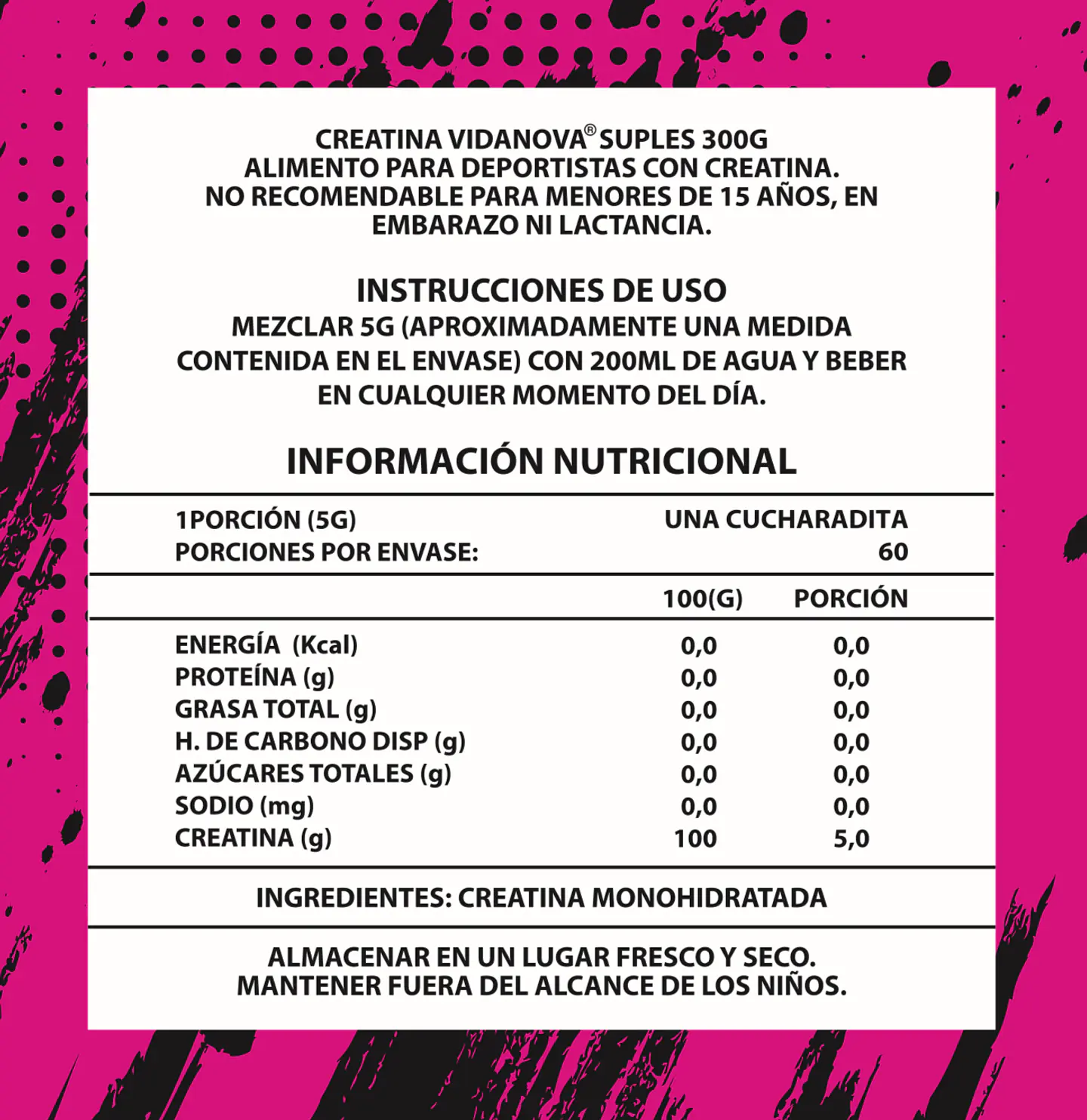 Creatina WOMAN Monohidratada Micronizada 300g - Vidanova® Suples 2