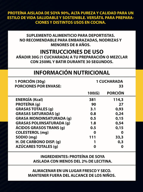 Proteína Vegetal Aislada de Soya 1kg - Vidanova® Suples