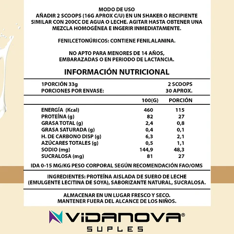 Proteína Whey Isolada 1kg - Cookies and Cream - Vidanova® Suples