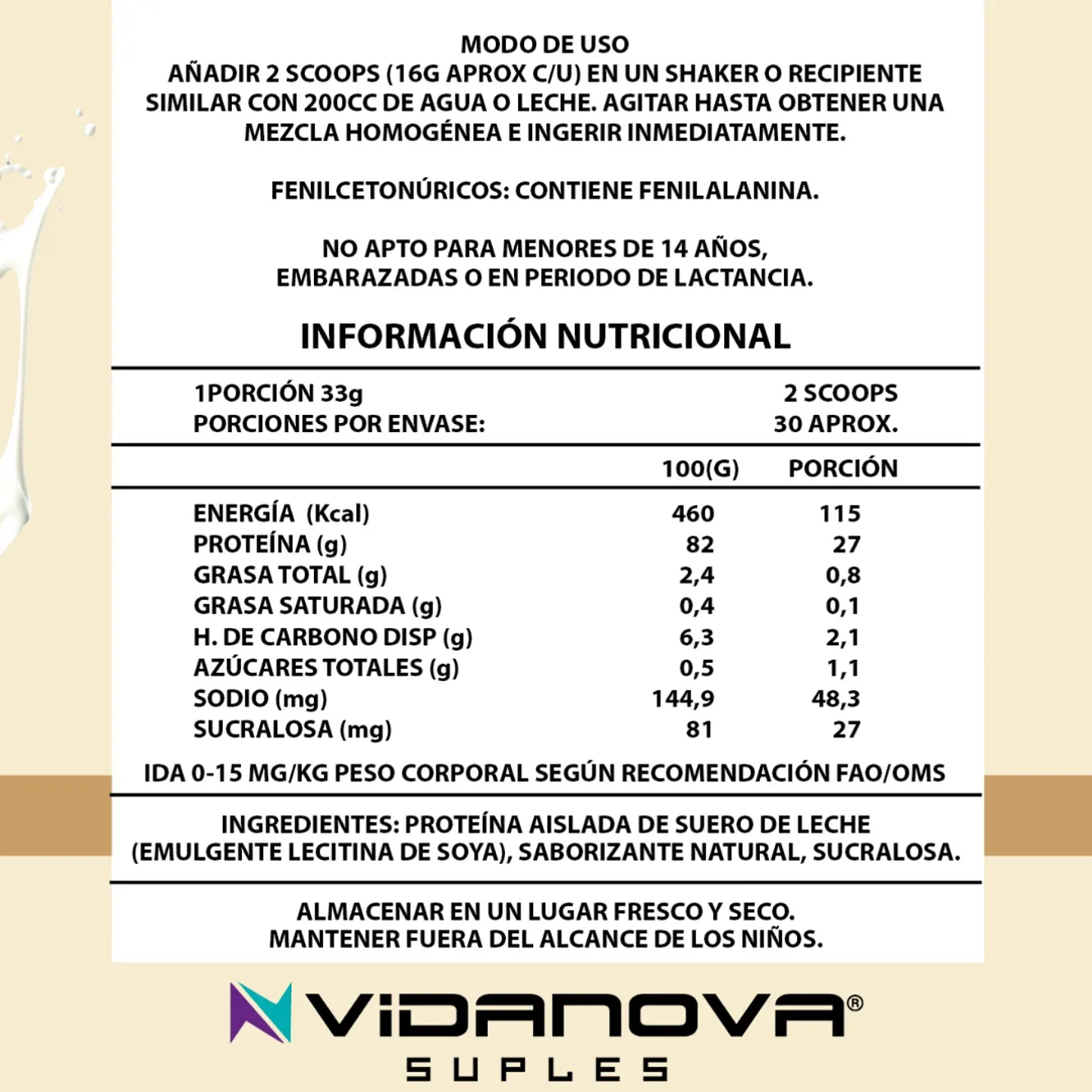 Proteína Whey Isolada 1kg - Cookies and Cream - Vidanova® Suples 2