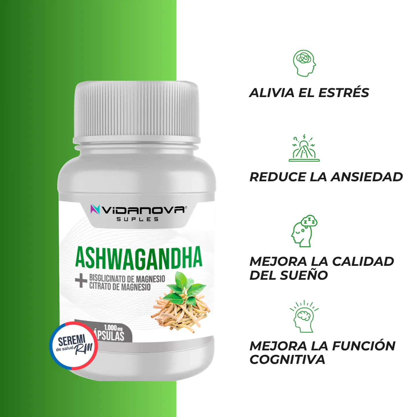 Pack Combinable | NAD+, Ashwagandha, Candida Cleanse y Melena de león | Vidanova Suples 5