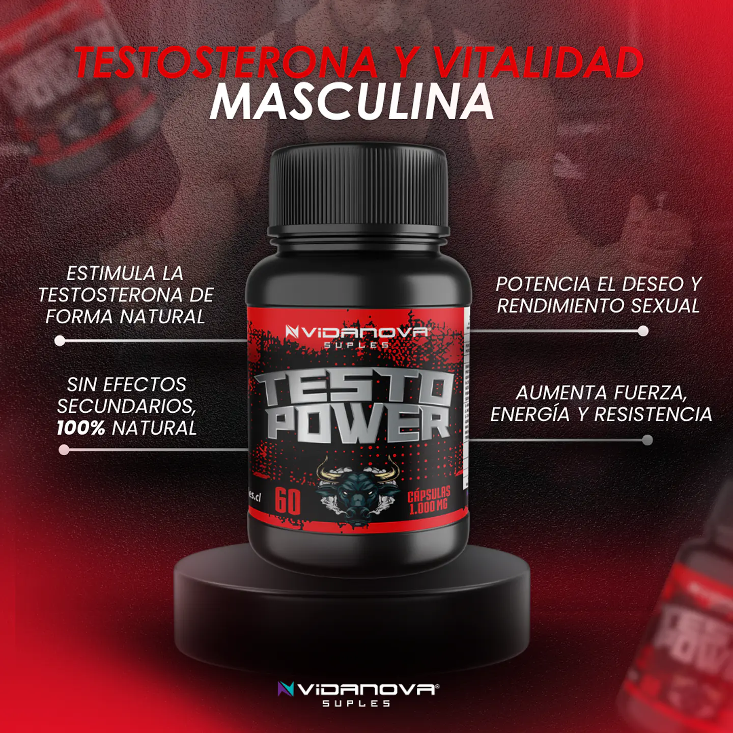 Óxido Nítrico + Testo Power - Vidanova® Suples 3