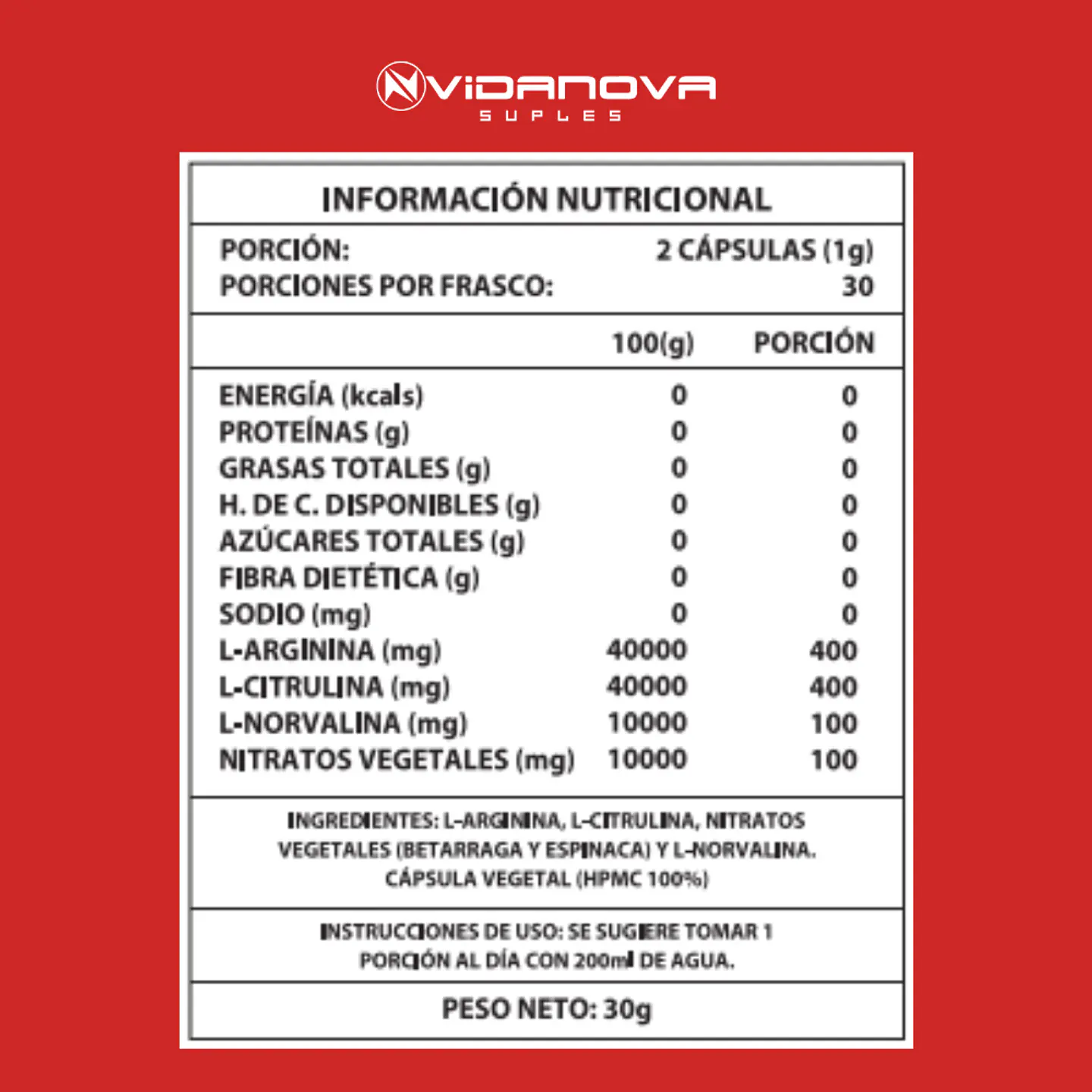 Óxido Nítrico - Vidanova® Suples 3