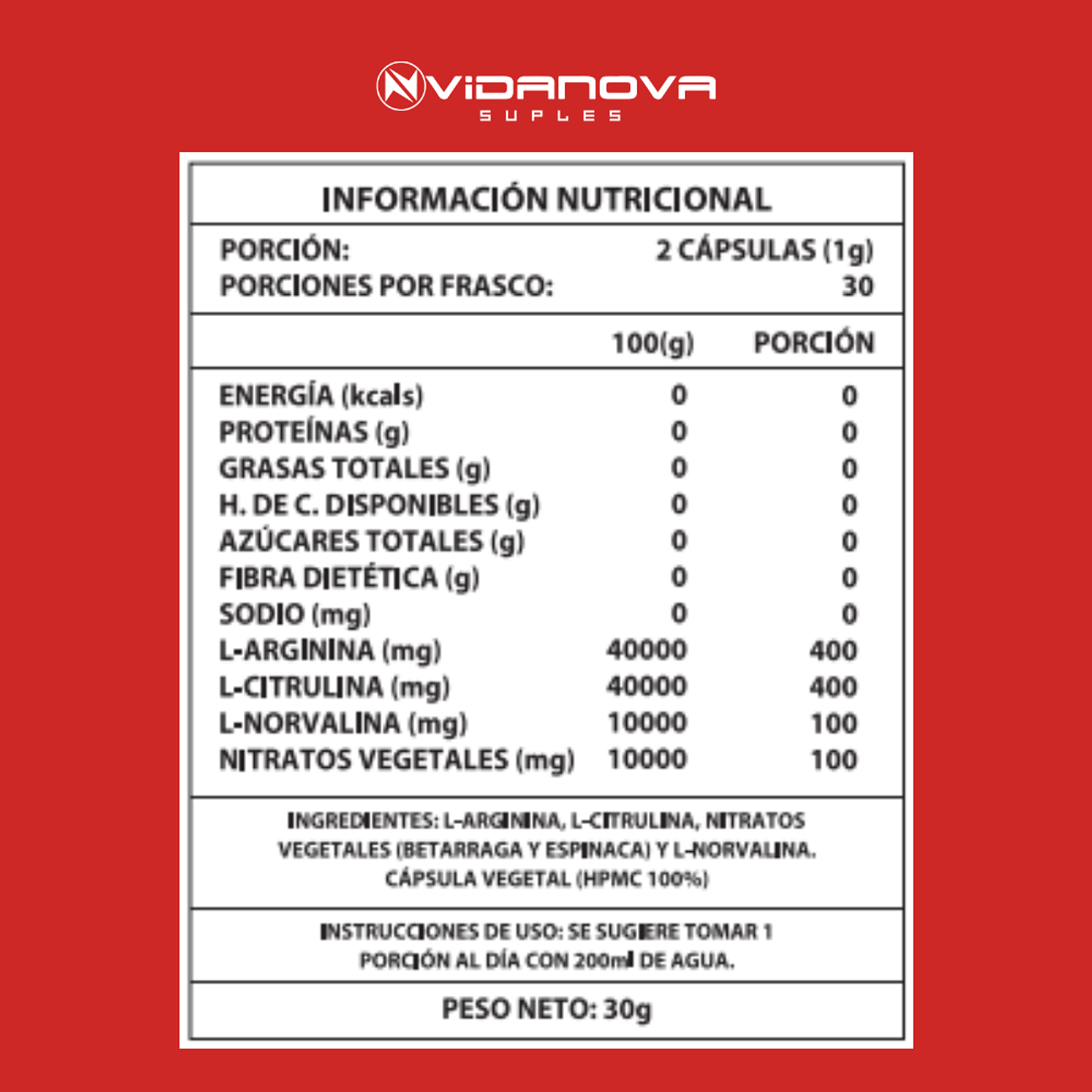 Óxido Nítrico - Vidanova® Suples 3