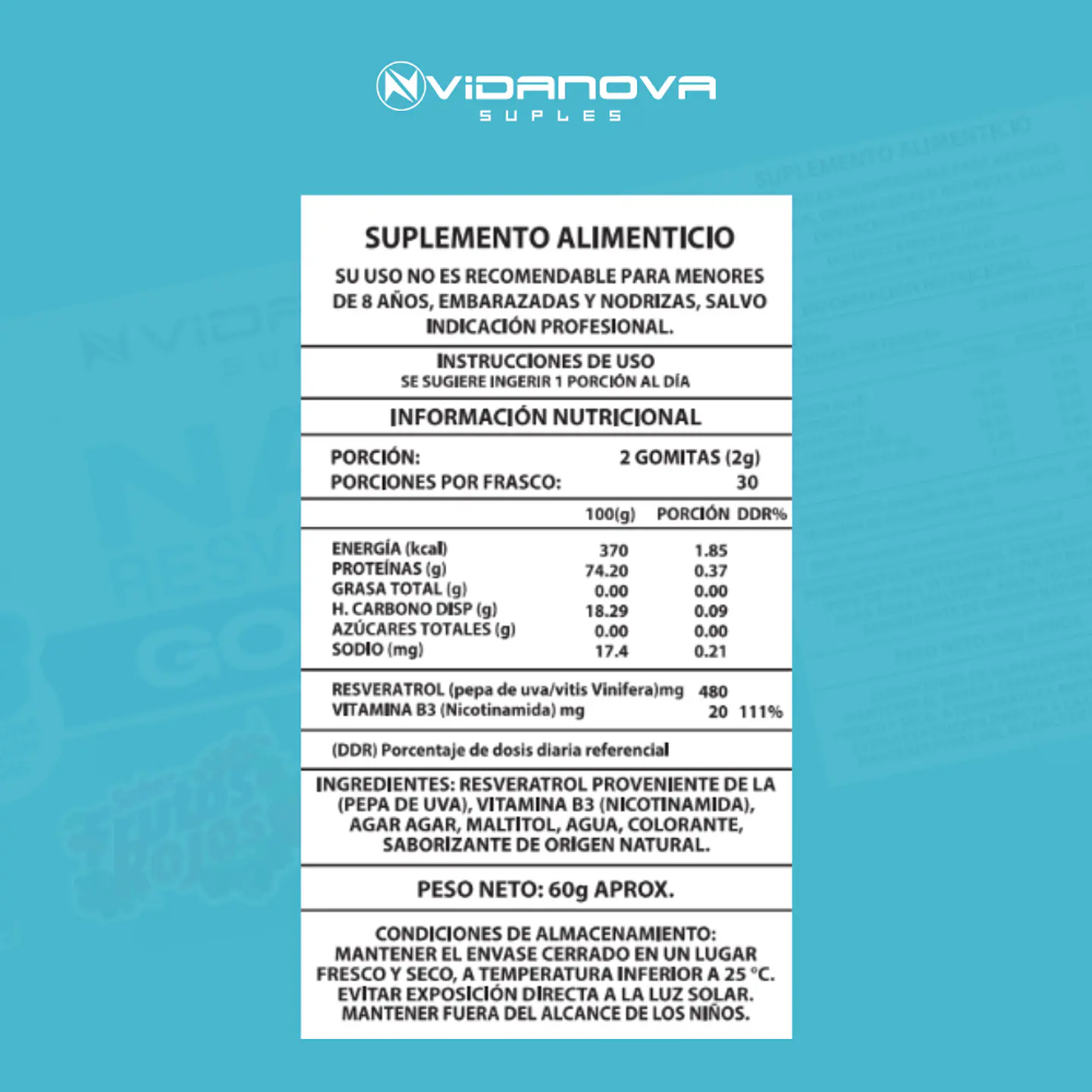 NAD+ Resveratrol Gomitas PACK X10 - Vidanova® Suples 2